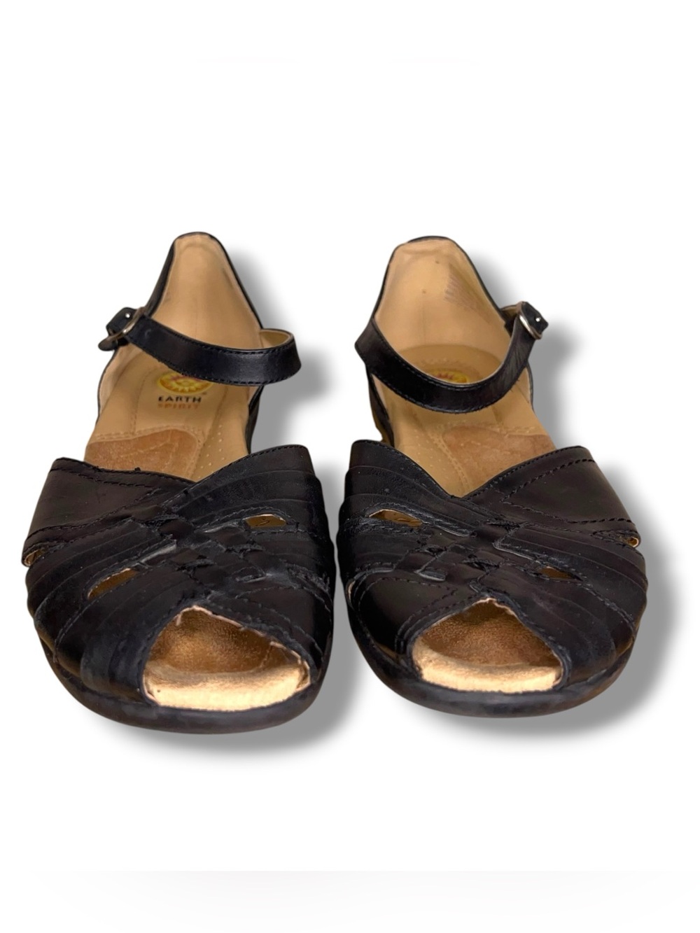Size 8 Earth Spirit Elena Black Leather Shoes Retro Comfort Style Pinup